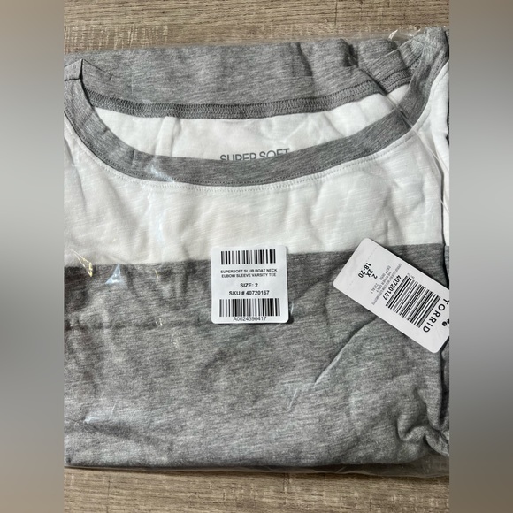 Torrid Super Soft Slub Boat Neck Elbow Sleeve Varsity Tee top shirt 00 0X 1X 2X - Picture 10 of 11